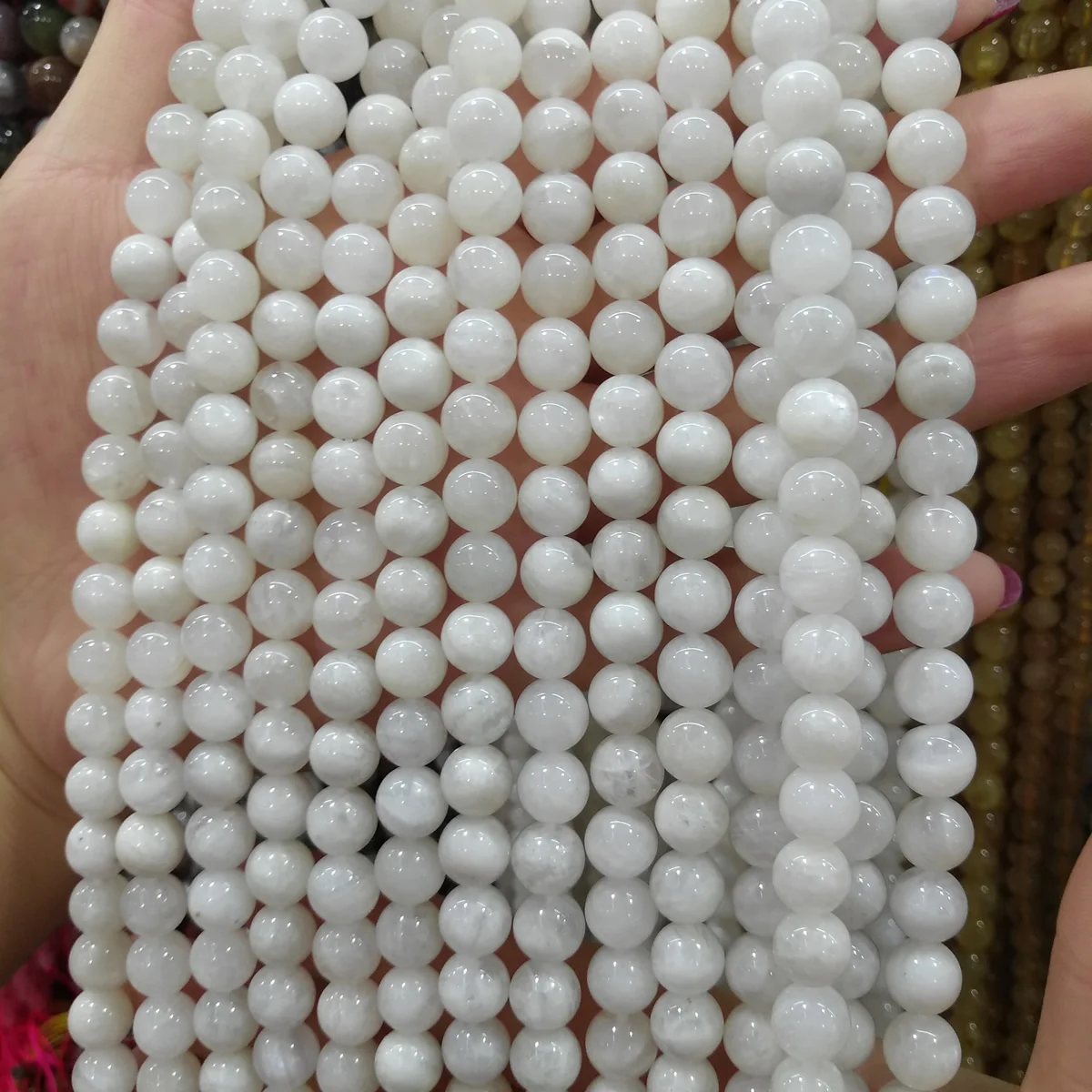 Natural stone beads Frost White Jades 4/6/8/10/12mm Round Ball loose beads for Jewelry Making Necklace DIY Bracelets Accessories