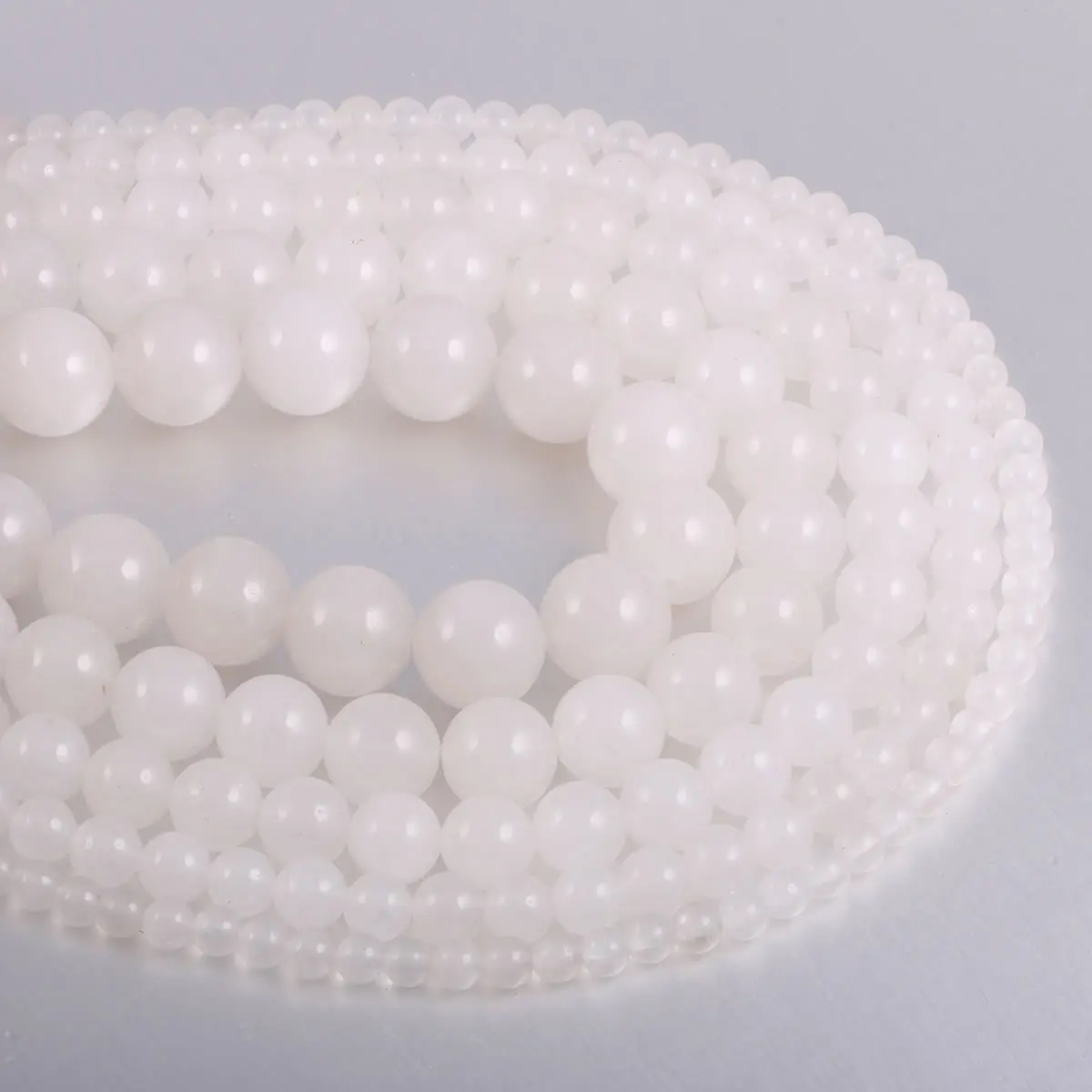Natural stone beads Frost White Jades 4/6/8/10/12mm Round Ball loose beads for Jewelry Making Necklace DIY Bracelets Accessories