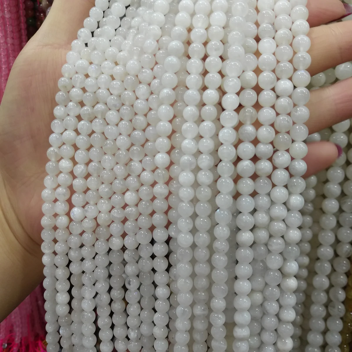 Natural stone beads Frost White Jades 4/6/8/10/12mm Round Ball loose beads for Jewelry Making Necklace DIY Bracelets Accessories