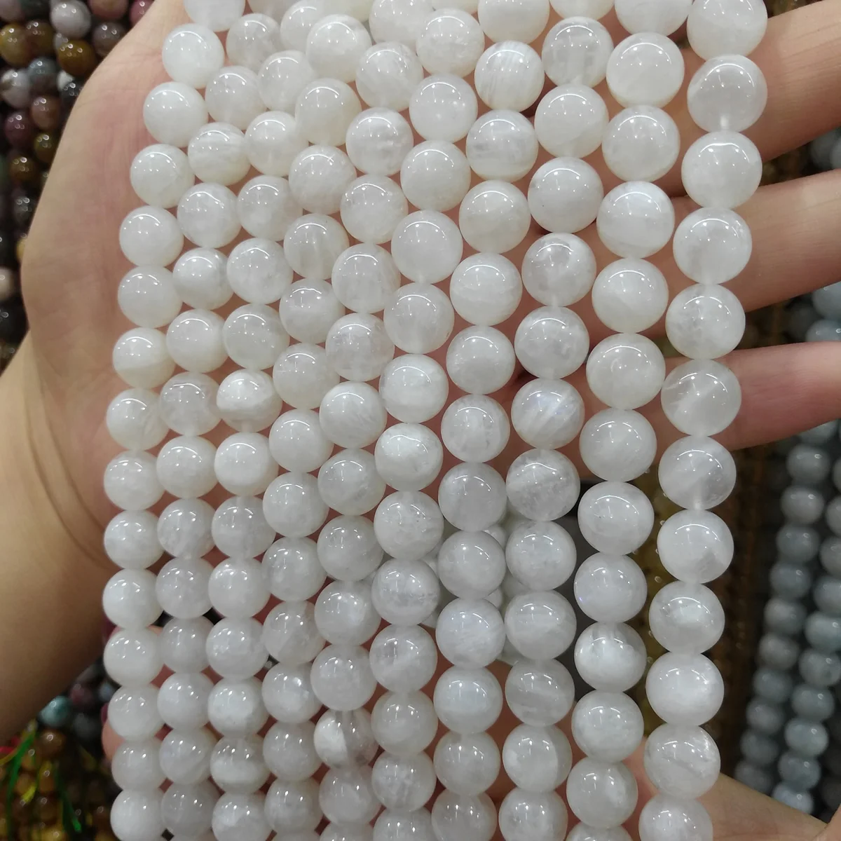 Natural stone beads Frost White Jades 4/6/8/10/12mm Round Ball loose beads for Jewelry Making Necklace DIY Bracelets Accessories