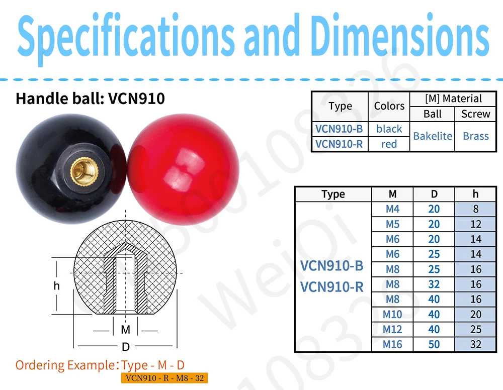 M4-M16 Black Red Round Ball Handle Ball Knobs Bakelite Lever Knob Grip Handles Of Furniture Or Machine Tool Replacement