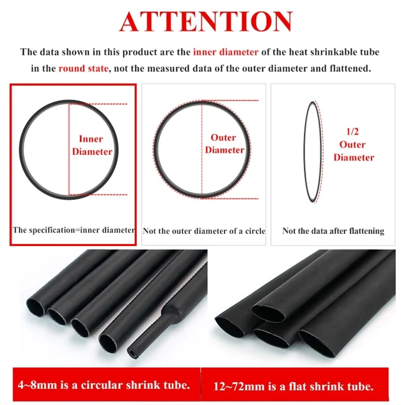 1Meter 4:1 Heat Shrink Tube With Glue Thermoretractile Heat Shrinkable Tubing Dual Wall Heat Shrink Tubing 6 8 12 16 24 40 52 72