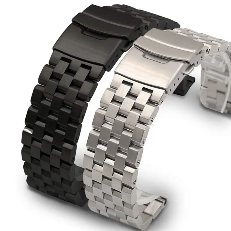 18mm 20mm 22mm 24mm 26mm High Quality Full Solid Stainless Steel Flat Interface Watch Band Straps Wristband Bracelet With Tools