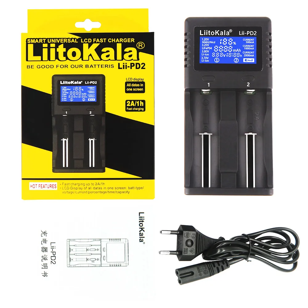 LiitoKala Lii-PD4 LCD Battery Charger for 18650 26650 21700 18350 AA AAA 3.7V/3.2V/1.2V/1.5V lithium NiMH battery 18650 charger