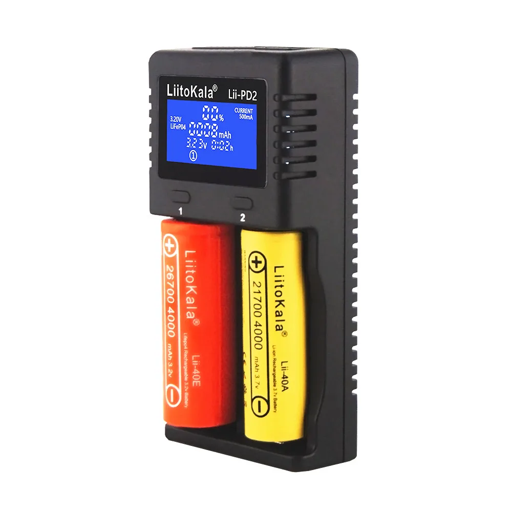 LiitoKala Lii-PD4 LCD Battery Charger for 18650 26650 21700 18350 AA AAA 3.7V/3.2V/1.2V/1.5V lithium NiMH battery 18650 charger