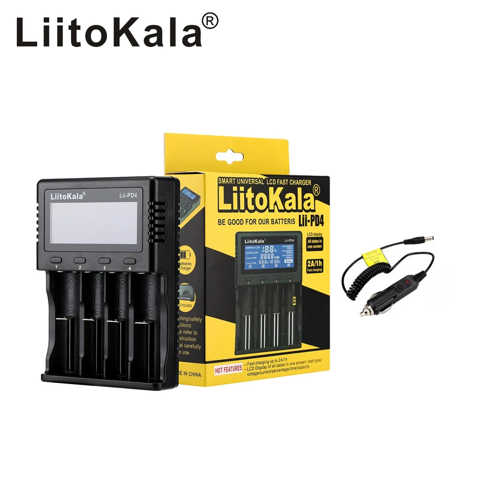 LiitoKala Lii-PD4 LCD Battery Charger for 18650 26650 21700 18350 AA AAA 3.7V/3.2V/1.2V/1.5V lithium NiMH battery 18650 charger