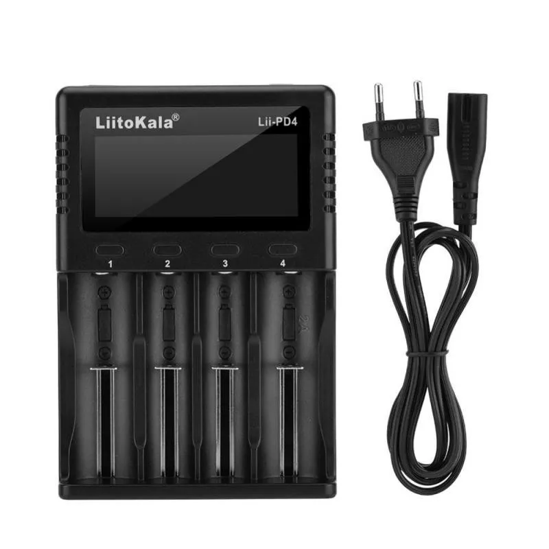 LiitoKala Lii-PD4 LCD Battery Charger for 18650 26650 21700 18350 AA AAA 3.7V/3.2V/1.2V/1.5V lithium NiMH battery 18650 charger