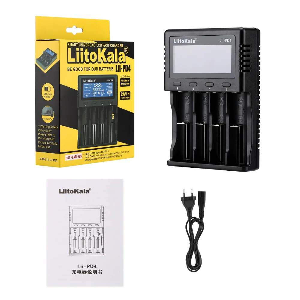LiitoKala Lii-PD4 LCD Battery Charger for 18650 26650 21700 18350 AA AAA 3.7V/3.2V/1.2V/1.5V lithium NiMH battery 18650 charger