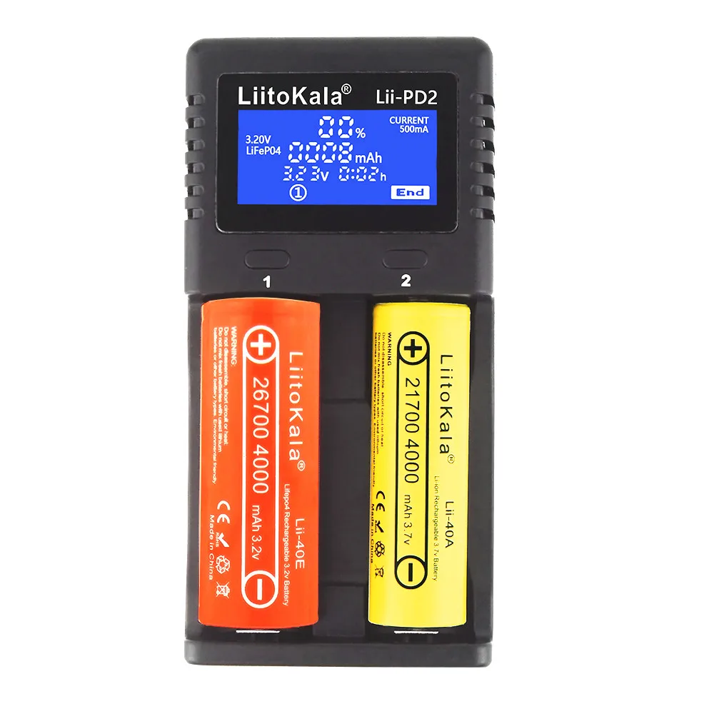 LiitoKala Lii-PD4 LCD Battery Charger for 18650 26650 21700 18350 AA AAA 3.7V/3.2V/1.2V/1.5V lithium NiMH battery 18650 charger