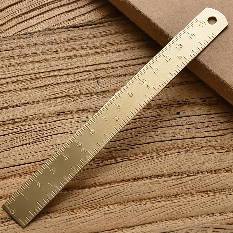 Vintage Brass Straight Ruler For Students Creative Metal Triangle Ruler Protractor Stationery Measuring Tool School Supplies New