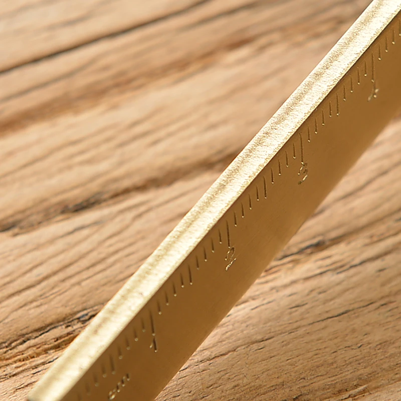 Vintage Brass Straight Ruler For Students Creative Metal Triangle Ruler Protractor Stationery Measuring Tool School Supplies New