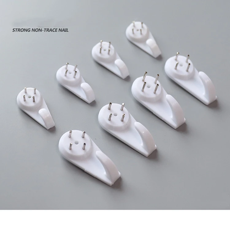 10Pcs Wall Decoration Installation Seamless Hooks Nail Kitchen Living Room Bedroom Home Daily Hanging Wall Invisible Hook White