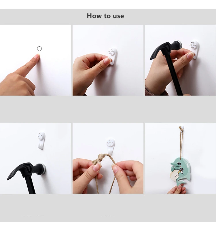 10Pcs Wall Decoration Installation Seamless Hooks Nail Kitchen Living Room Bedroom Home Daily Hanging Wall Invisible Hook White