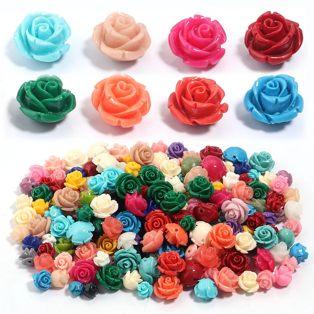 1 Strand 6 8 10 12 15mm Rose Camelia Flower Beads Artificial Coral Beads For Jewelry Making DIY Bracelet Neckalce Accessoires