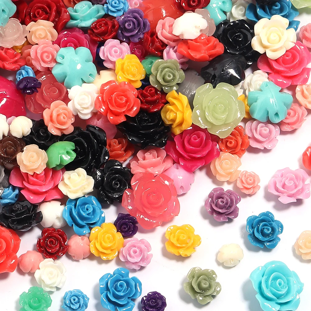 1 Strand 6 8 10 12 15mm Rose Camelia Flower Beads Artificial Coral Beads For Jewelry Making DIY Bracelet Neckalce Accessoires