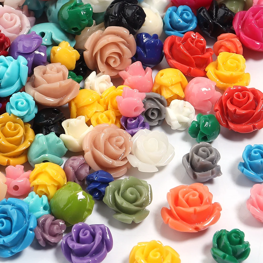 1 Strand 6 8 10 12 15mm Rose Camelia Flower Beads Artificial Coral Beads For Jewelry Making DIY Bracelet Neckalce Accessoires