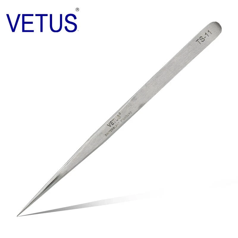1pcs VETUS TS series Stainless Steel Industrial Anti-static Tweezers Watchmaker Repair Tools With Security Label
