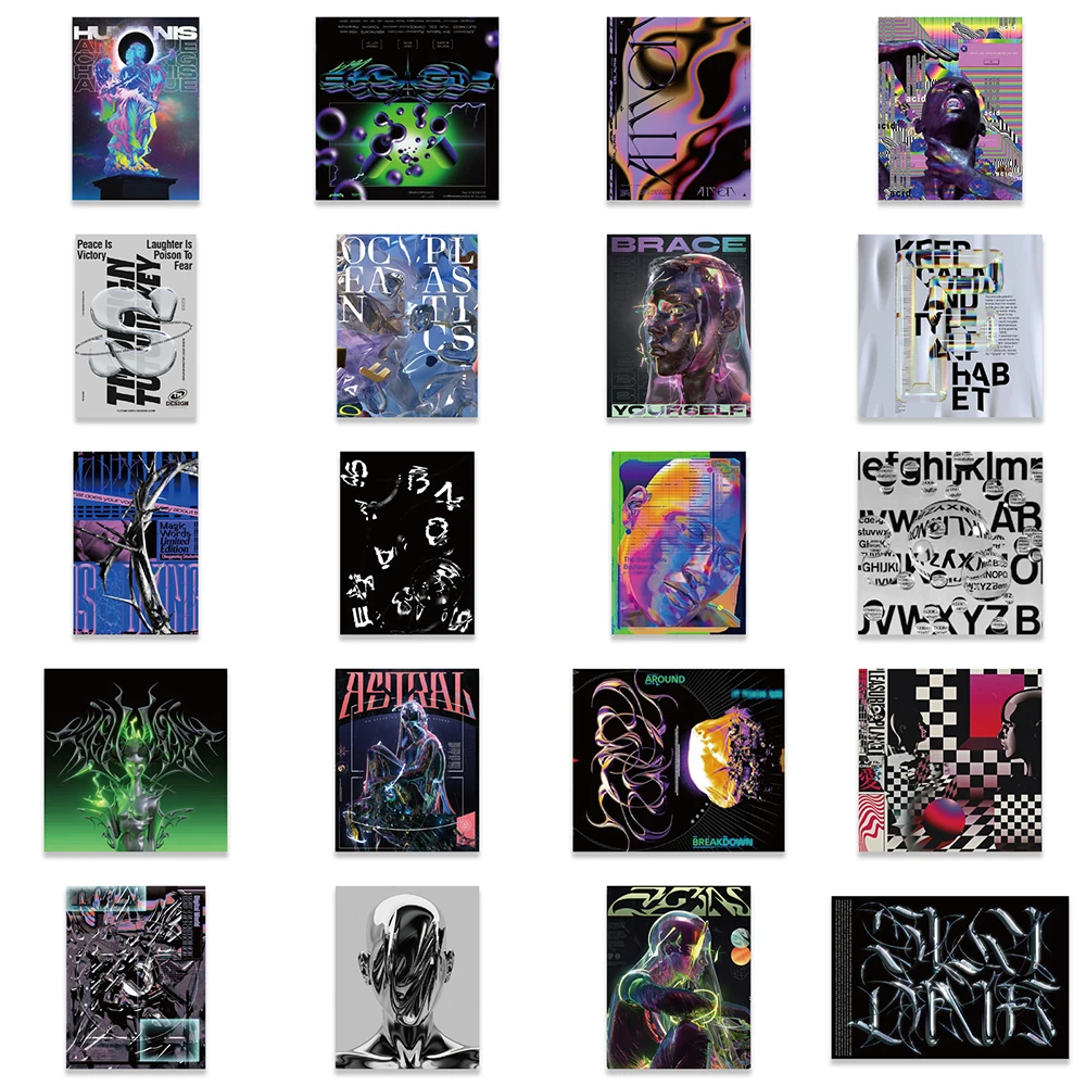 10/30/40pcs Harajuku Acid Graphic Stickers Decal DIY Skateboard Laptop Guitar Phone Luggage Car Helmet Cool Sticker For Kids Toy