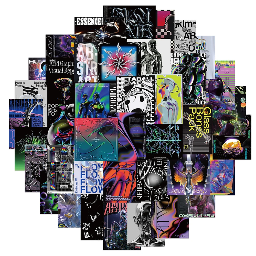 10/30/40pcs Harajuku Acid Graphic Stickers Decal DIY Skateboard Laptop Guitar Phone Luggage Car Helmet Cool Sticker For Kids Toy