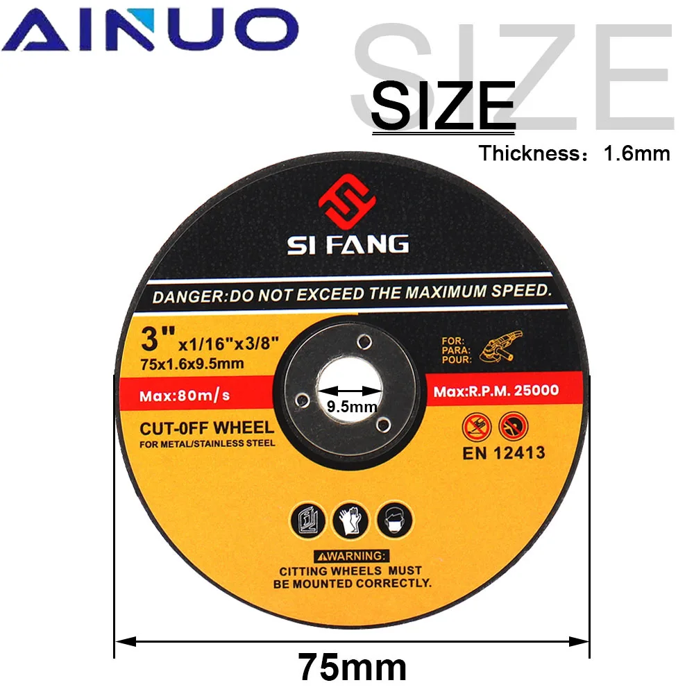 3" Metal Cutting Discs 75mm Cut Off Wheels Fiber Cutter Reinforced Resin Blade Flap Sanding Grinding Angle Grinder 1-50Pcs