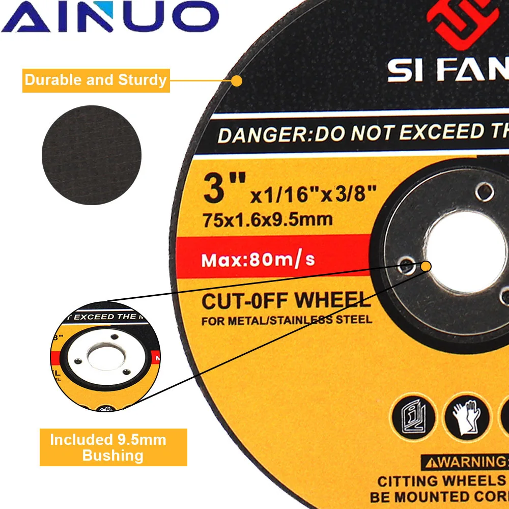 3" Metal Cutting Discs 75mm Cut Off Wheels Fiber Cutter Reinforced Resin Blade Flap Sanding Grinding Angle Grinder 1-50Pcs