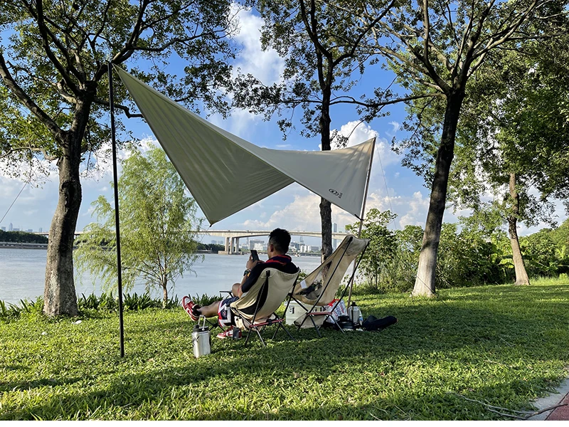 Aricxi tarp 210t polyester Ultralight Tarp Outdoor Camping black silver coating Anti-ultraviolet square hexagon sun shelter tarp