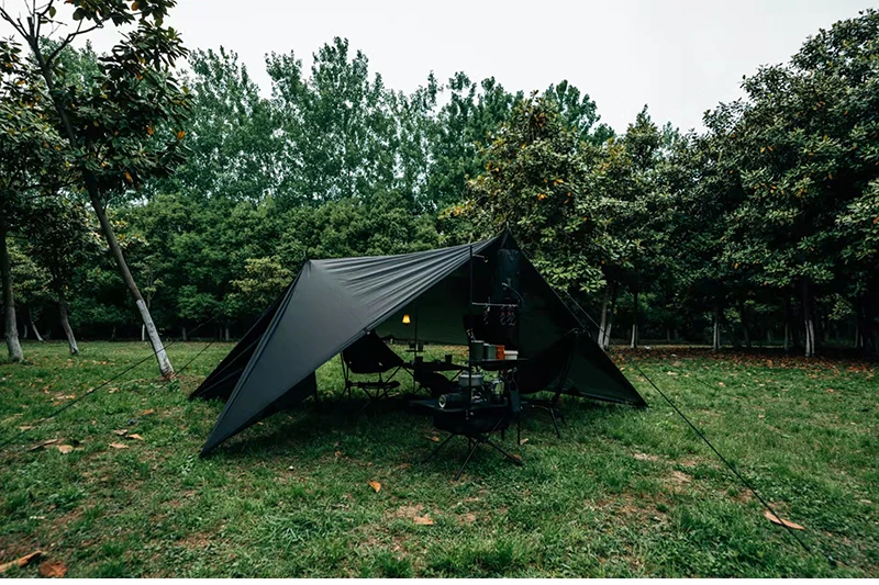 Aricxi tarp 210t polyester Ultralight Tarp Outdoor Camping black silver coating Anti-ultraviolet square hexagon sun shelter tarp