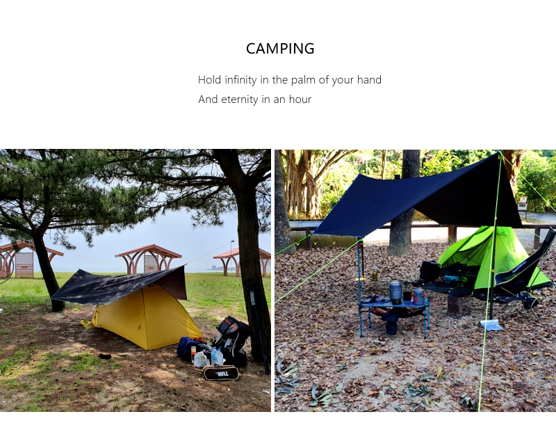 Aricxi tarp 210t polyester Ultralight Tarp Outdoor Camping black silver coating Anti-ultraviolet square hexagon sun shelter tarp