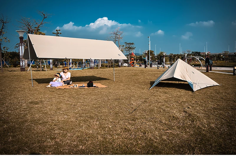 Aricxi tarp 210t polyester Ultralight Tarp Outdoor Camping black silver coating Anti-ultraviolet square hexagon sun shelter tarp