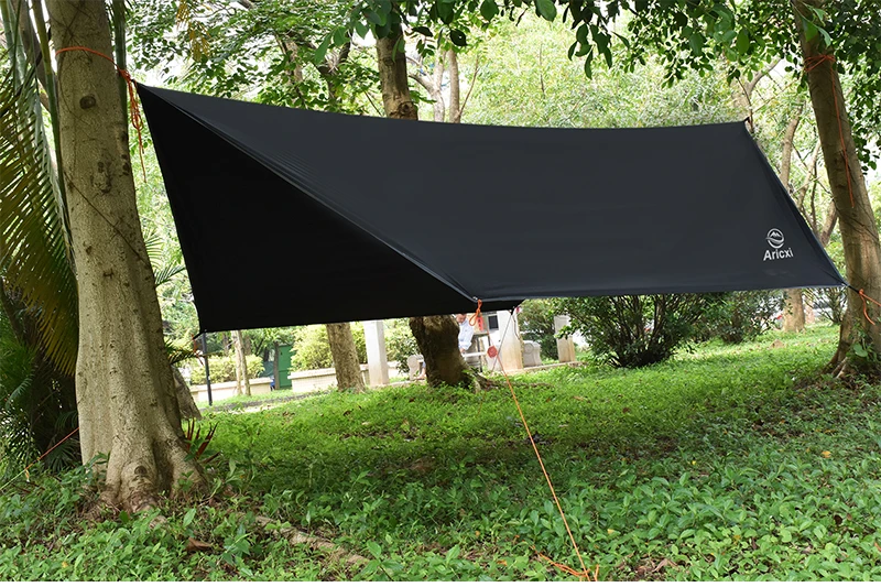Aricxi tarp 210t polyester Ultralight Tarp Outdoor Camping black silver coating Anti-ultraviolet square hexagon sun shelter tarp