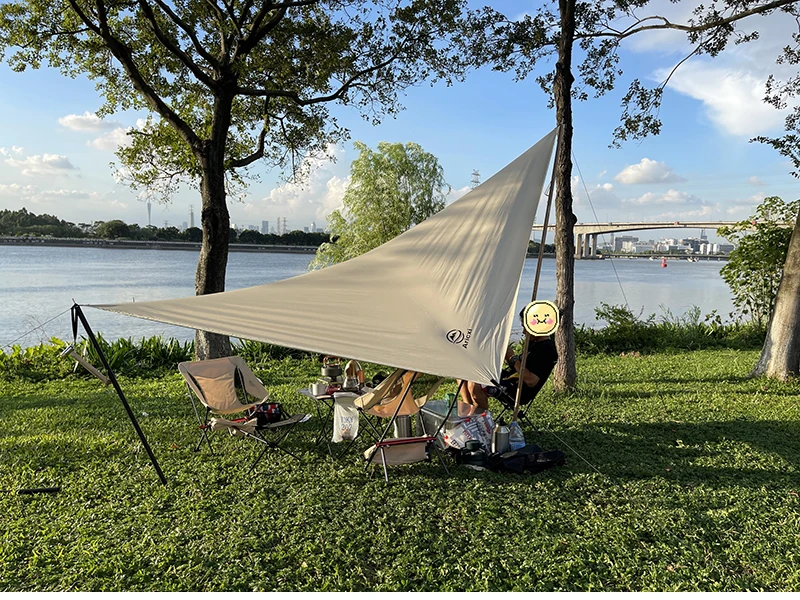 Aricxi tarp 210t polyester Ultralight Tarp Outdoor Camping black silver coating Anti-ultraviolet square hexagon sun shelter tarp