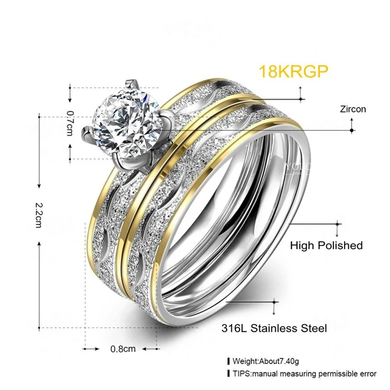 Couple Rings Exquisite Women Rhinestones Zirconia Rings Set Simple Men Stainless Steel Ring Wedding Jewelry Gifts For Lover