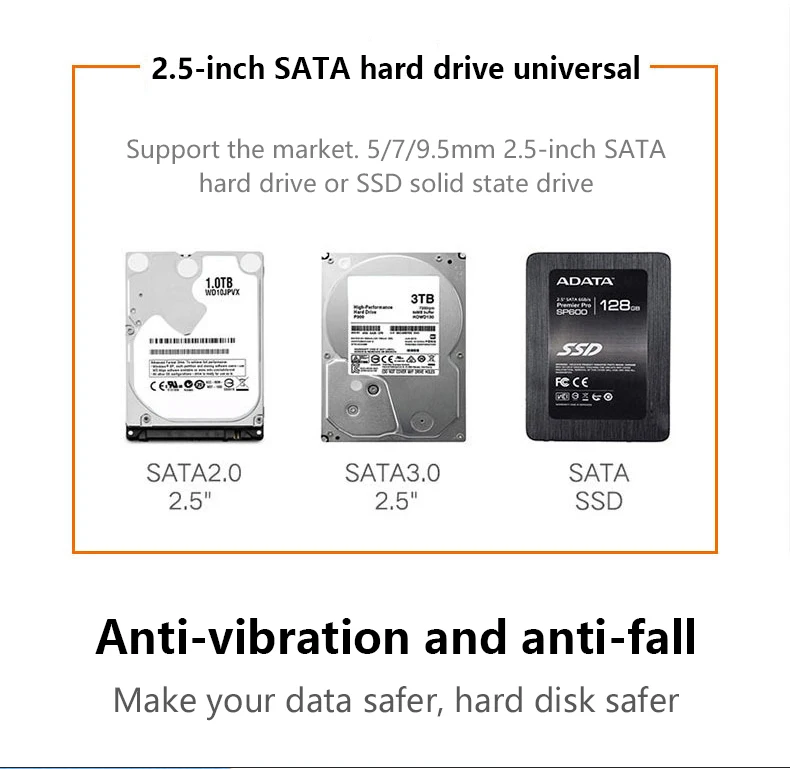 UTHAI U25 2.5 Inch SATA3 USB3.0 HDD Enclosure Tool-Free Mobile Shell External Hard Drive Card Enclosure for Portable Storage