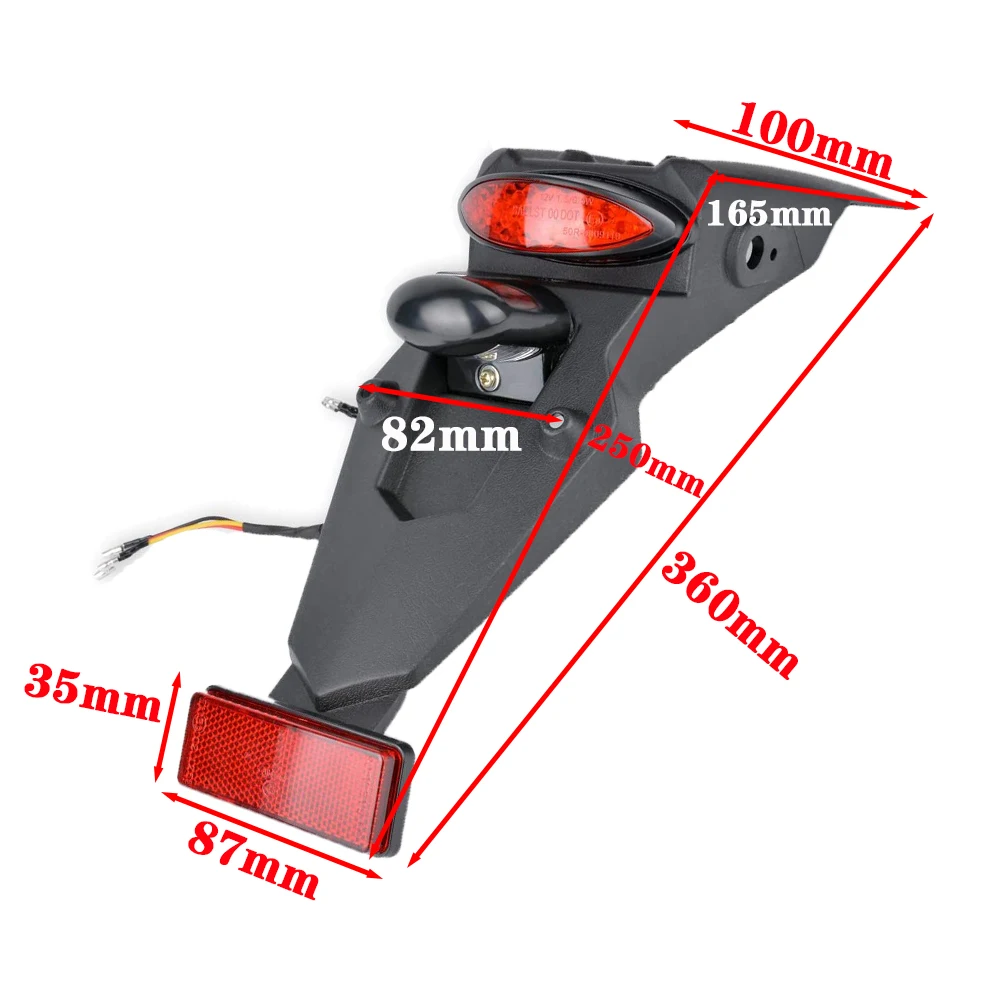 Motorcycle Rear Fender Mudguard with LED Brake Tail Light Motorcycle Fender TailLight Accessories