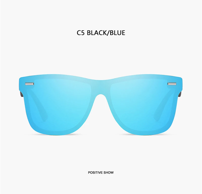 Luxury Square Polarized Sunglasses Men Women Fashion One-piece Sun Glasses Unisex Vintage Mirror Blue Driving Eyewear UV400