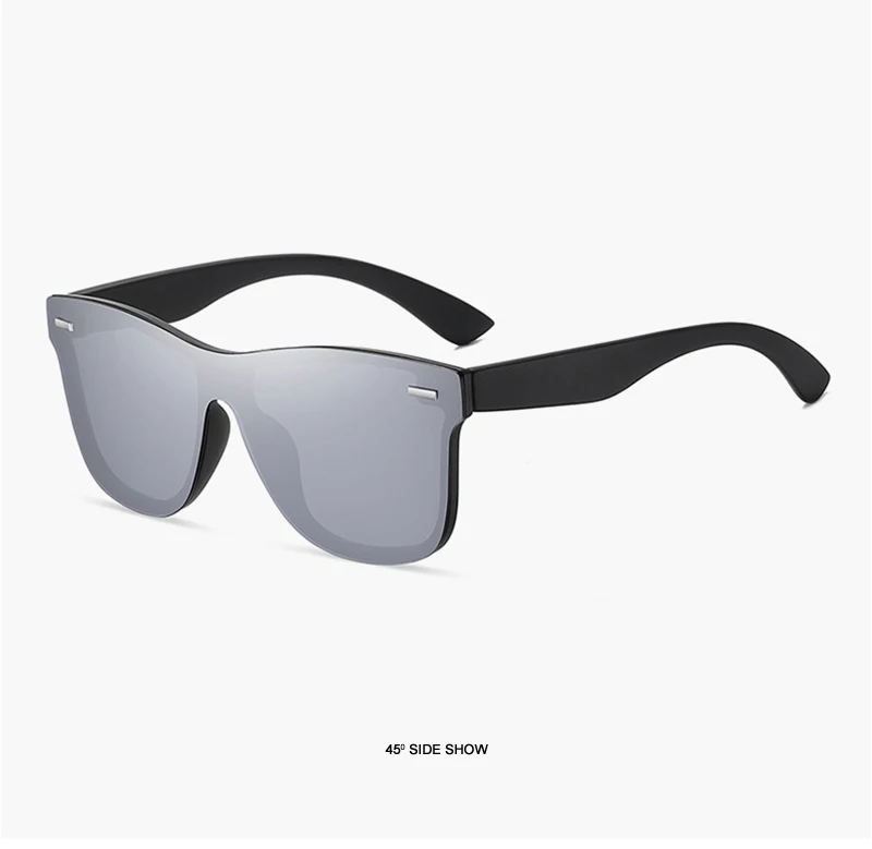 Luxury Square Polarized Sunglasses Men Women Fashion One-piece Sun Glasses Unisex Vintage Mirror Blue Driving Eyewear UV400