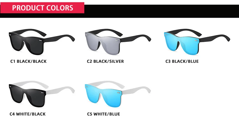 Luxury Square Polarized Sunglasses Men Women Fashion One-piece Sun Glasses Unisex Vintage Mirror Blue Driving Eyewear UV400