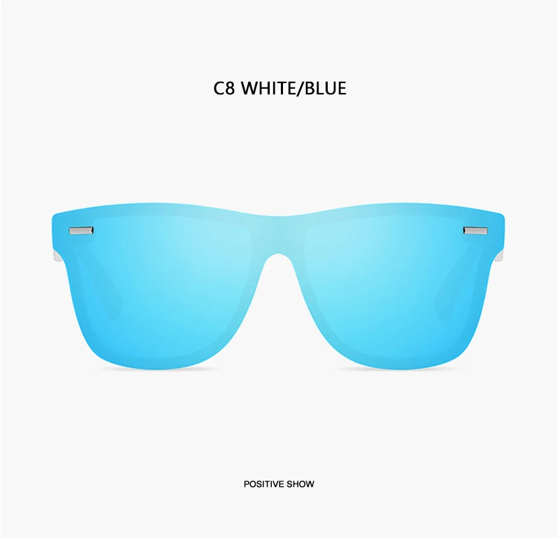 Luxury Square Polarized Sunglasses Men Women Fashion One-piece Sun Glasses Unisex Vintage Mirror Blue Driving Eyewear UV400
