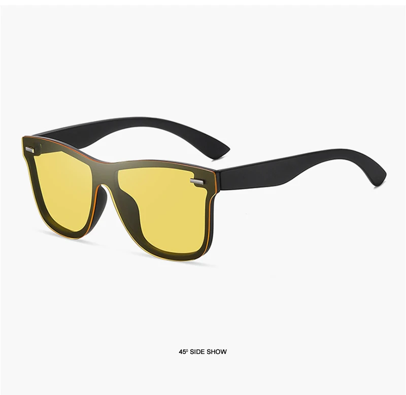 Luxury Square Polarized Sunglasses Men Women Fashion One-piece Sun Glasses Unisex Vintage Mirror Blue Driving Eyewear UV400