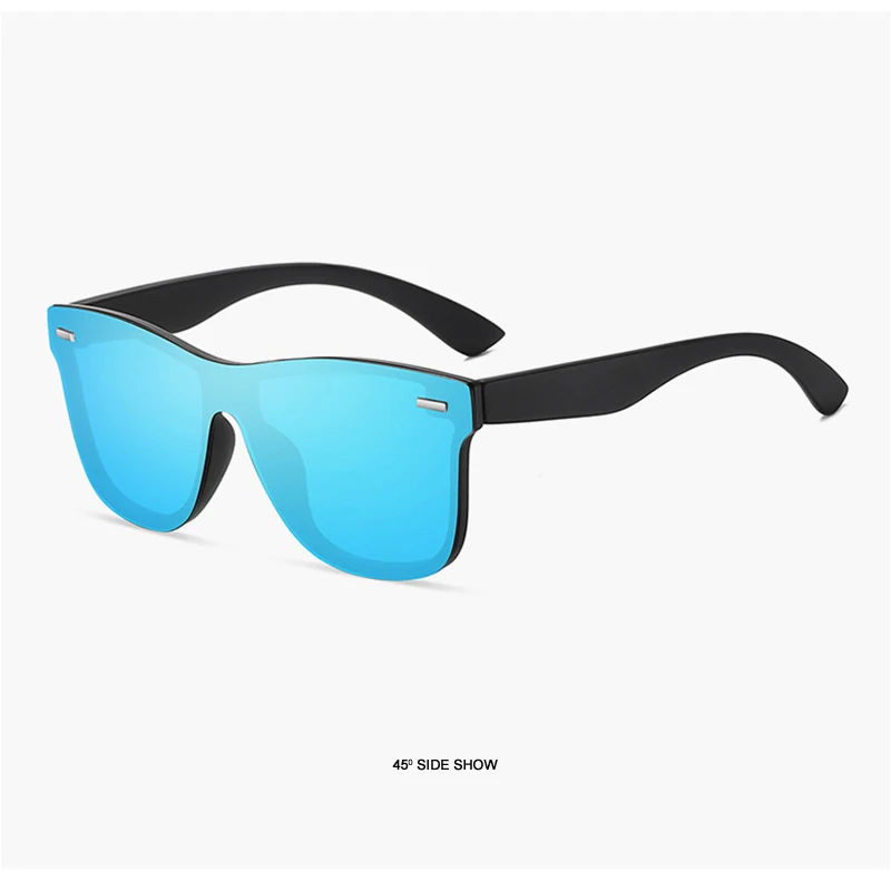 Luxury Square Polarized Sunglasses Men Women Fashion One-piece Sun Glasses Unisex Vintage Mirror Blue Driving Eyewear UV400
