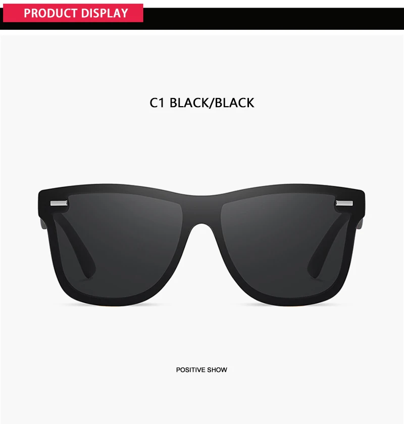 Luxury Square Polarized Sunglasses Men Women Fashion One-piece Sun Glasses Unisex Vintage Mirror Blue Driving Eyewear UV400