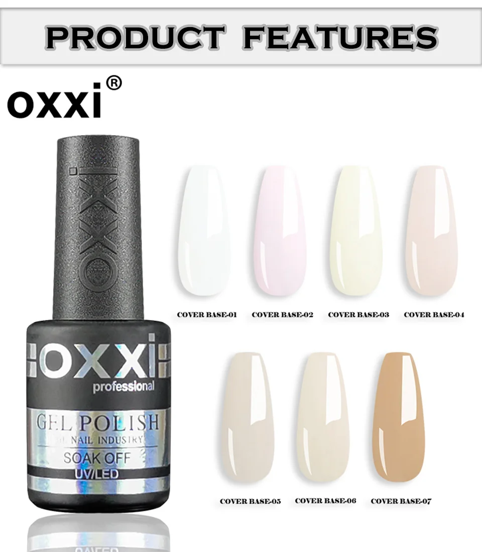 OXXI 10ml Natural Base for Gel Varnish Semipermanent Nude Rubber Base Gellac Nails Art Jelly Color UV Nail Base Coat Nail Polish