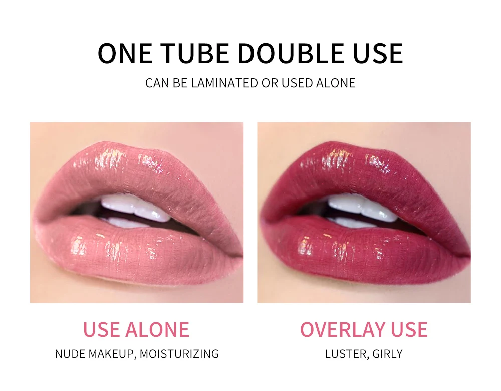 QIBEST Moisturizer Plumper Lip Gloss Long Lasting Transparent Lipgloss Base Watery Luster Glossy Lip Tint Waterproof Lips Makeup