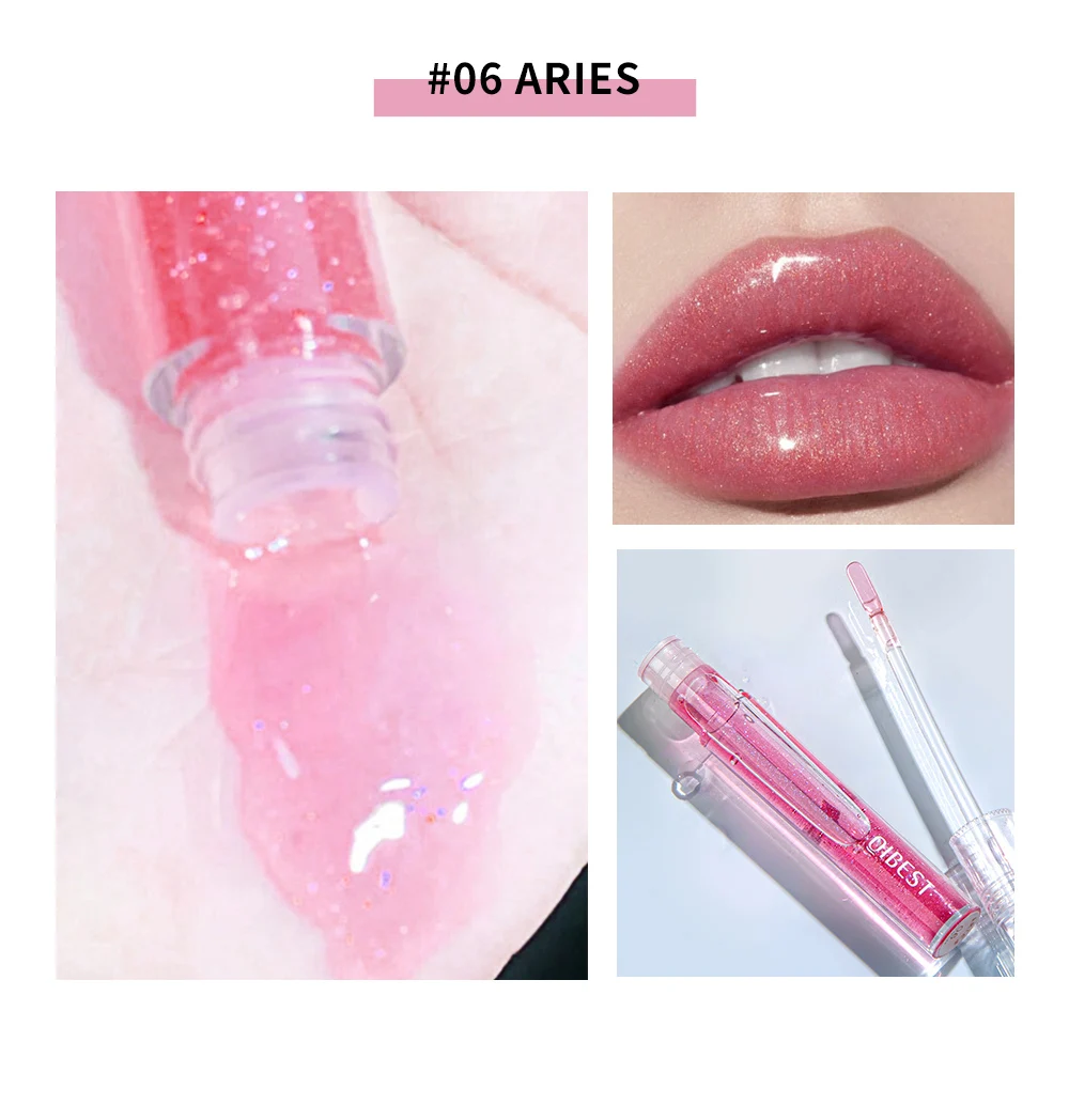 QIBEST Moisturizer Plumper Lip Gloss Long Lasting Transparent Lipgloss Base Watery Luster Glossy Lip Tint Waterproof Lips Makeup