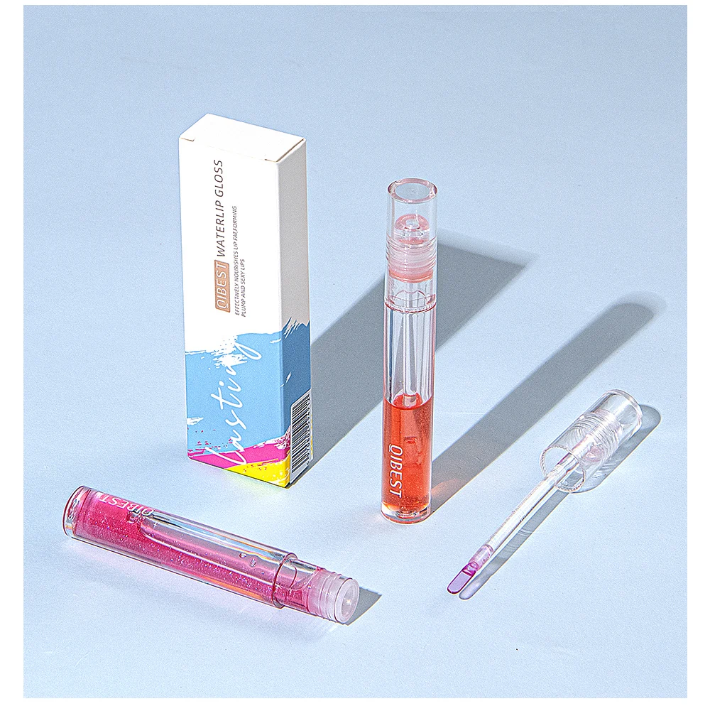 QIBEST Moisturizer Plumper Lip Gloss Long Lasting Transparent Lipgloss Base Watery Luster Glossy Lip Tint Waterproof Lips Makeup
