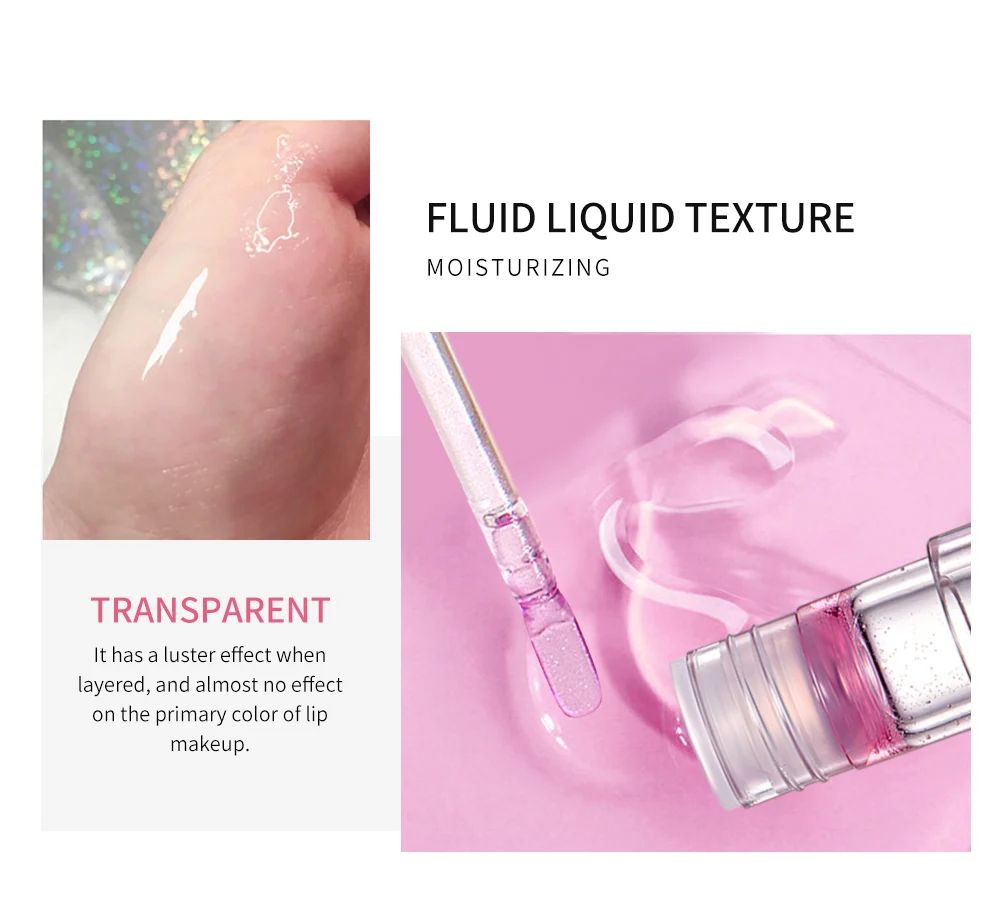 QIBEST Moisturizer Plumper Lip Gloss Long Lasting Transparent Lipgloss Base Watery Luster Glossy Lip Tint Waterproof Lips Makeup