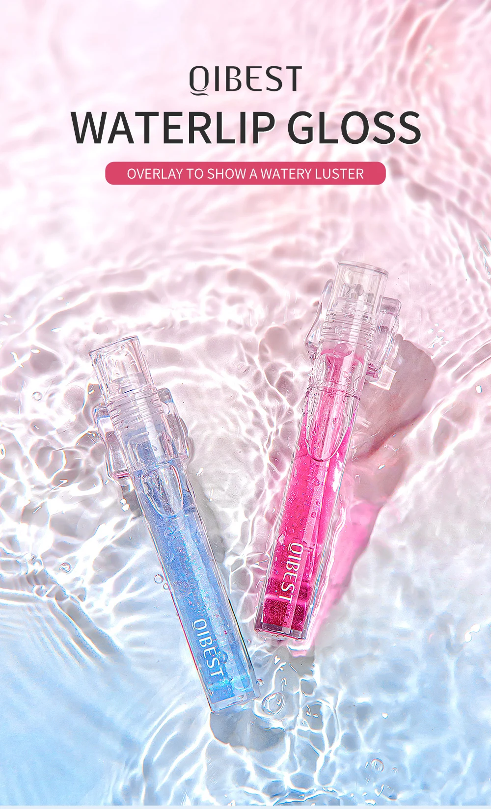 QIBEST Moisturizer Plumper Lip Gloss Long Lasting Transparent Lipgloss Base Watery Luster Glossy Lip Tint Waterproof Lips Makeup