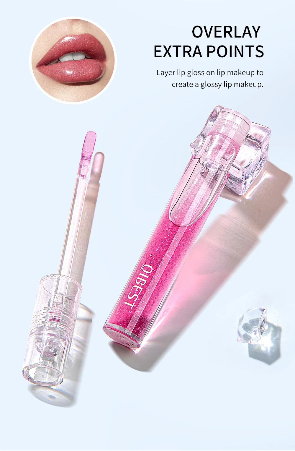 QIBEST Moisturizer Plumper Lip Gloss Long Lasting Transparent Lipgloss Base Watery Luster Glossy Lip Tint Waterproof Lips Makeup