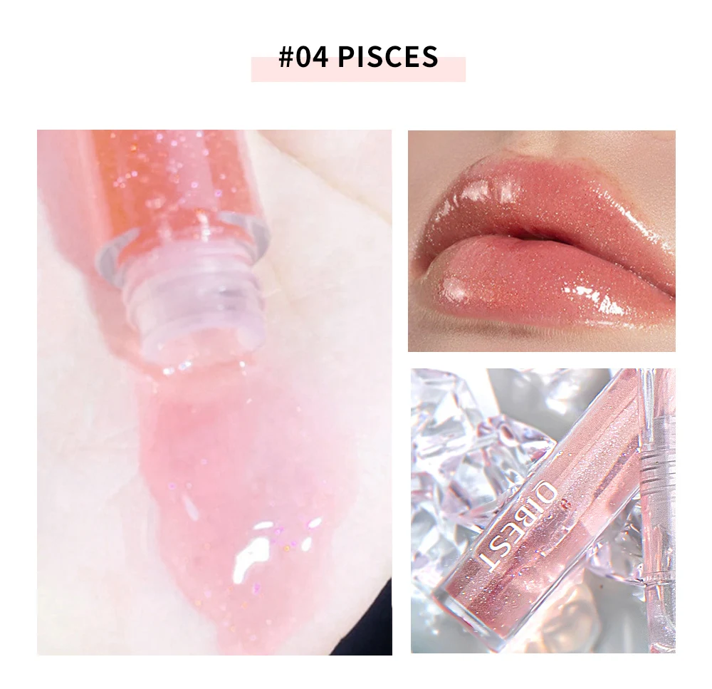 QIBEST Moisturizer Plumper Lip Gloss Long Lasting Transparent Lipgloss Base Watery Luster Glossy Lip Tint Waterproof Lips Makeup