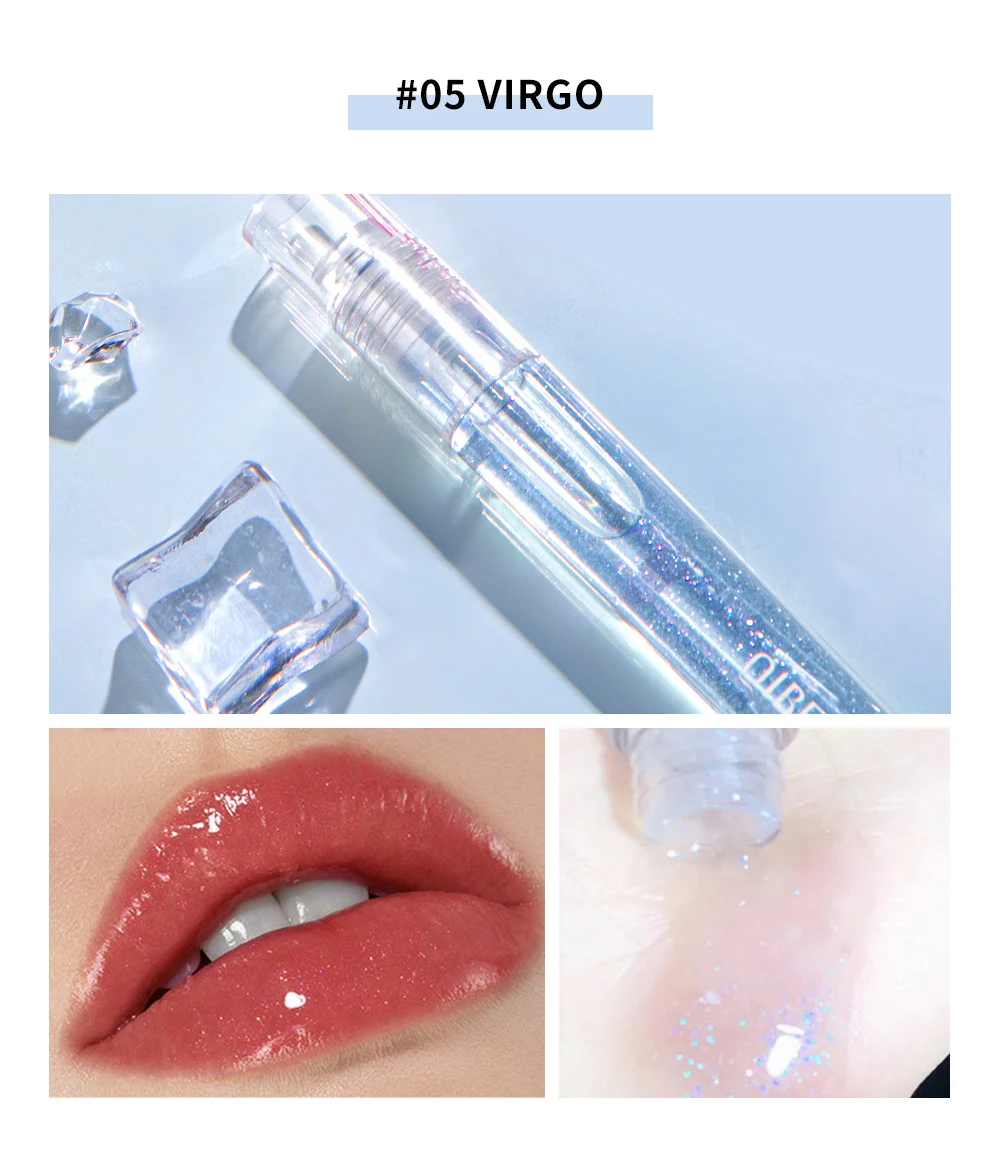 QIBEST Moisturizer Plumper Lip Gloss Long Lasting Transparent Lipgloss Base Watery Luster Glossy Lip Tint Waterproof Lips Makeup